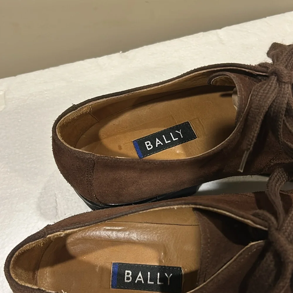 Bally Oxfords Griot suede LaceUp square toe dress shoes Made in Italy size 10.5